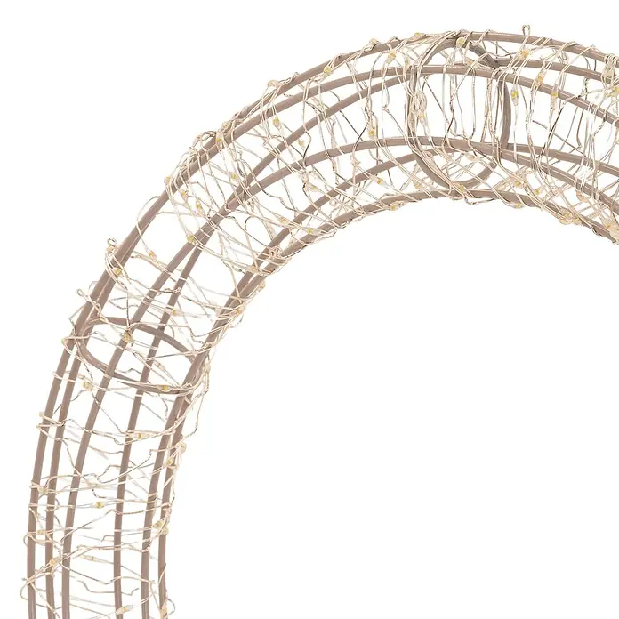 ECD Germany LED Weihnachtskranz 53 cm, Weihnachtsdeko mit Lichterkette -  - Ein Teil eines hellbraunen Metall-Dekobogens, umwickelt mit klaren Lichterketten mit warmweißen LEDs.