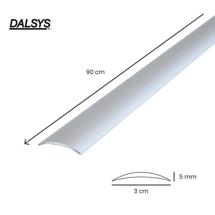90cm Übergangsleiste selbstklebend 30mm Silber DALSYS -  - Silber-graue DALSYS Kabelabdeckung, 90cm lang, mit 3cm breitem, 5mm hohem gewölbtem Profil.