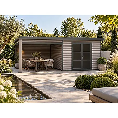 Fjordholz  Gartenhaus FineLine 16,90 m² Grau