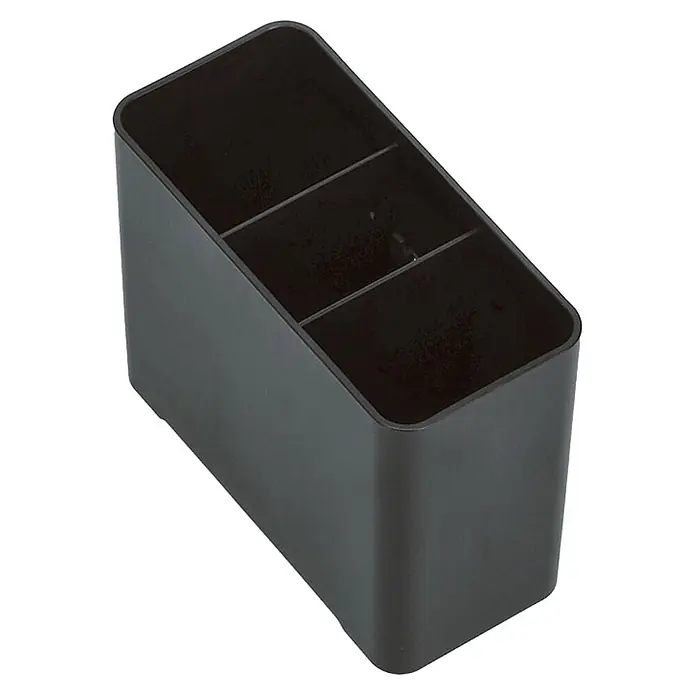 Zeller Present Abtropfgestell - Kunststoff, Schwarz - Schwarzer Schreibtisch-Organizer mit drei schrägen Fächern aus Kunststoff.