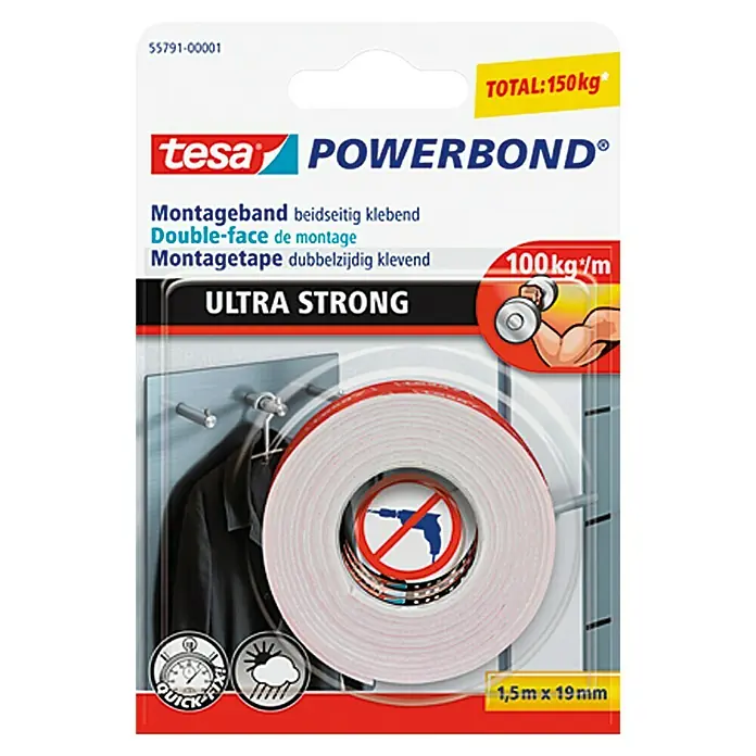 TAPEBEAR Dubbelzijdig plakband voor tapijten, 50 mm x 36 m