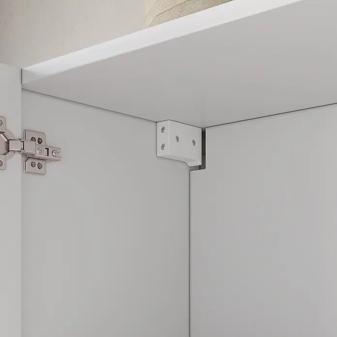 SONNENH Hängeschrank mit 3 geriffelten Türen, Weiß -  - Chrom-Scharnier und weißer Soft-Close-Mechanismus in einem Schrank.
