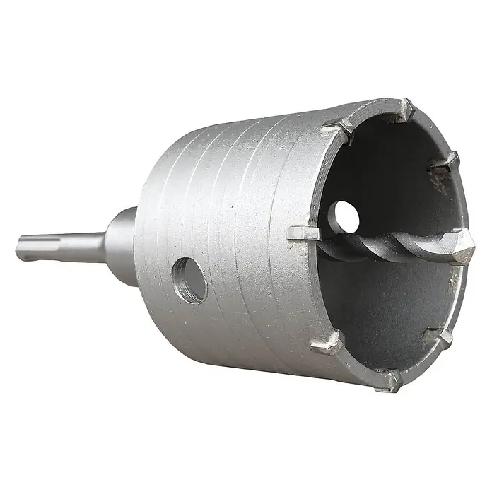 ALLEGRA Bohrkrone 68 mm - 1 Stk., Durchmesser Bohrer: 68 mm - Silberner Metall-Kernbohrer mit SDS-Schaft, Zentrierbohrer und Hartmetallzähnen für Beton oder Mauerwerk.
