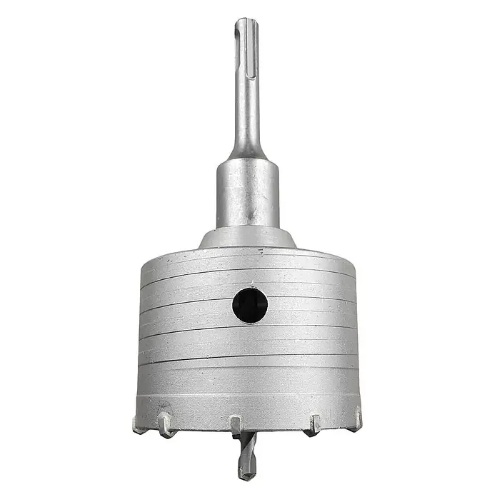ALLEGRA Bohrkrone 82 mm - 1 Stk., Durchmesser Bohrer: 82 mm - Silberner Kernbohrer mit SDS-plus-Schaft und Zentrierbohrer für große Mauerlöcher.