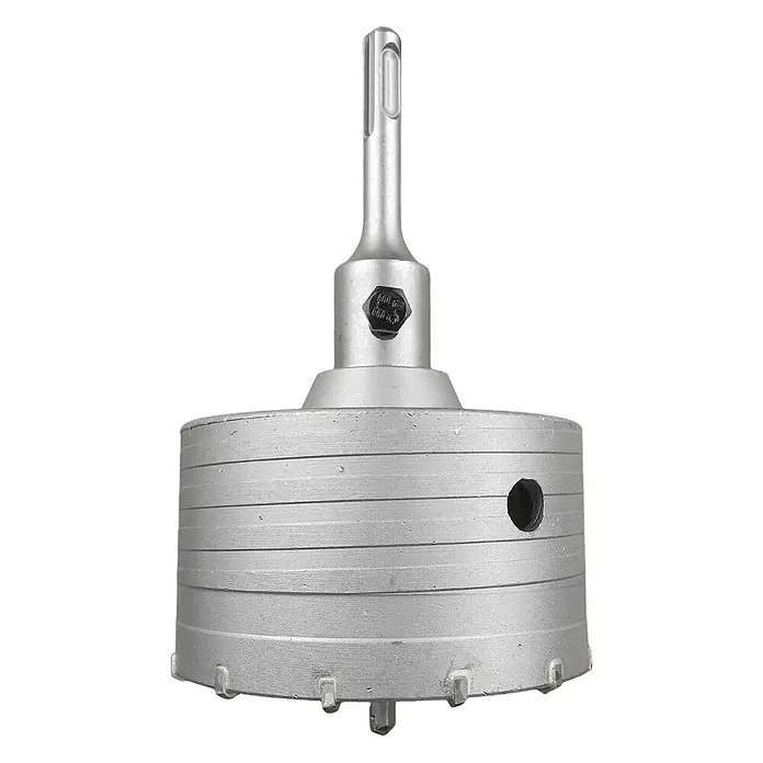 ALLEGRA Bohrkrone 100 mm - 1 Stk., Durchmesser Bohrer: 100 mm - Silberne Betonlochsäge mit SDS Plus Schaft und Hartmetallzähnen für Schlagbohrmaschinen.