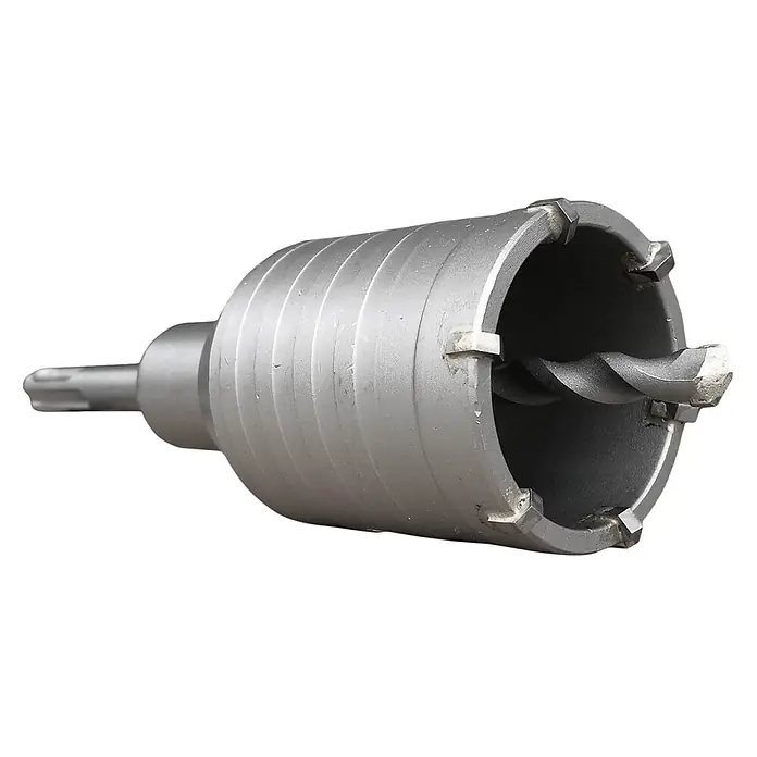 ALLEGRA Bohrkrone 50 mm - 1 Stk., Durchmesser Bohrer: 50 mm - Grauer Metall-Hohlbohrer mit Hartmetall-Schneidezähnen und Zentrierbohrer für Bohrhämmer.