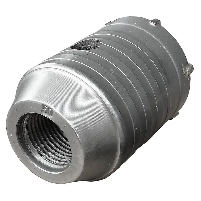 ALLEGRA Bohrkrone 50 mm - 1 Stk., Durchmesser Bohrer: 50 mm - Metallisch-grauer Kernbohrer mit Gewindeende und Schneidsegmenten. Er hat ein seitliches Entlüftungsloch und die Prägung "50".
