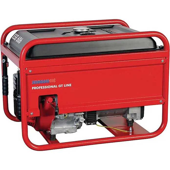 Endress Stromerzeuger ESE 606 DHS-GT - Nennleistung: 5,6 kW, Tankvolumen: 30 l - Roter tragbarer Stromerzeuger mit schwarzem Kraftstofftank und robustem Metallrahmen.