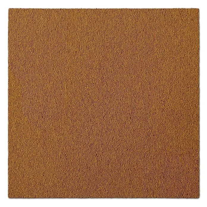 Floordirekt Teppichfliese Lyonn - 50 x 50 cm - 0,25 m² - Gelb -  - Rechteckiger warmbrauner Stoff mit texturierter, vertikal gerippter Oberfläche.