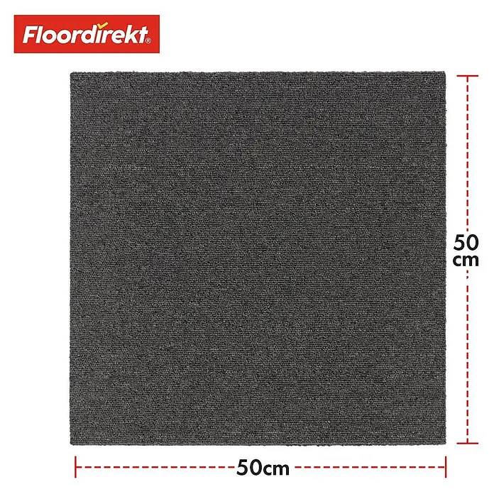 Floordirekt Teppichfliese Moscow 50 x 50 cm Dunkelgrau -  - Dunkelgraue quadratische Teppichfliese, 50x50 cm.