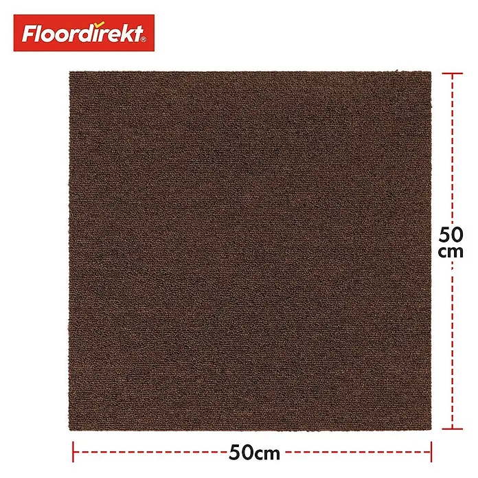 Floordirekt Teppichfliese Moscow 50 x 50 cm Dunkelbraun -  - Braune, quadratische Teppichfliese, 50x50 cm, mit Textiltextur.