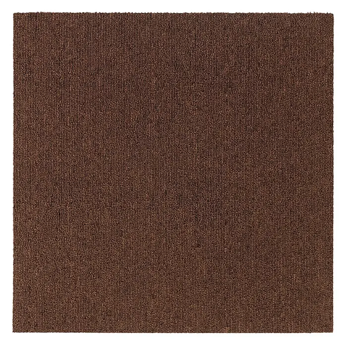Floordirekt Teppichfliese Moscow 50 x 50 cm Dunkelbraun -  - Braune Matte mit gerippter, texturierter Oberfläche.
