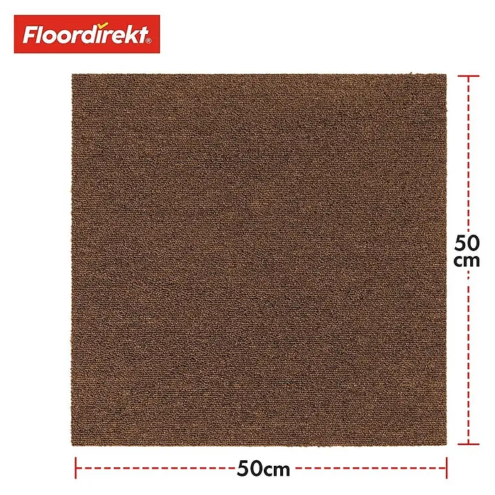 Floordirekt Teppichfliese Moscow Selbstliegend 50 x 50 cm 0,25 m² Beige -  - Braune Teppichfliese, 50x50 cm.
