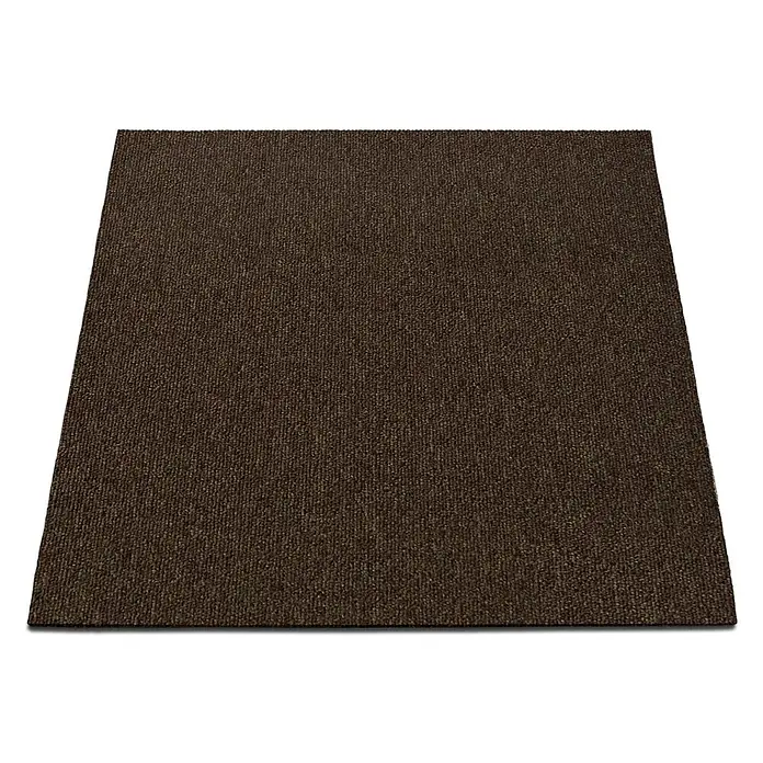 Floordirekt Teppichfliese Lyonn - 50 x 50 cm - 0,25 m² - Braun -  - Dunkelbraune rechteckige Teppichfliese mit gerippter, strukturierter Oberfläche.