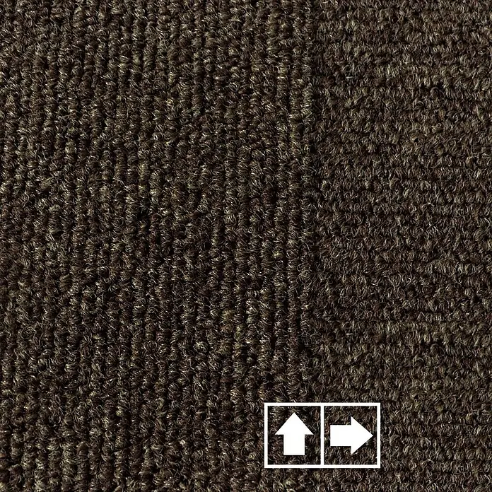 Floordirekt Teppichfliese Lyonn - 50 x 50 cm - 0,25 m² - Braun -  - Nahaufnahme eines dunkelbraunen, dicht strukturierten Schlingenflorteppichs.