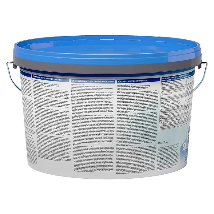 Knauf Flächendicht - 5 kg - Blauer und grauer Knauf Dichtungsemulsions-Eimer für Duschen und Feuchträume.