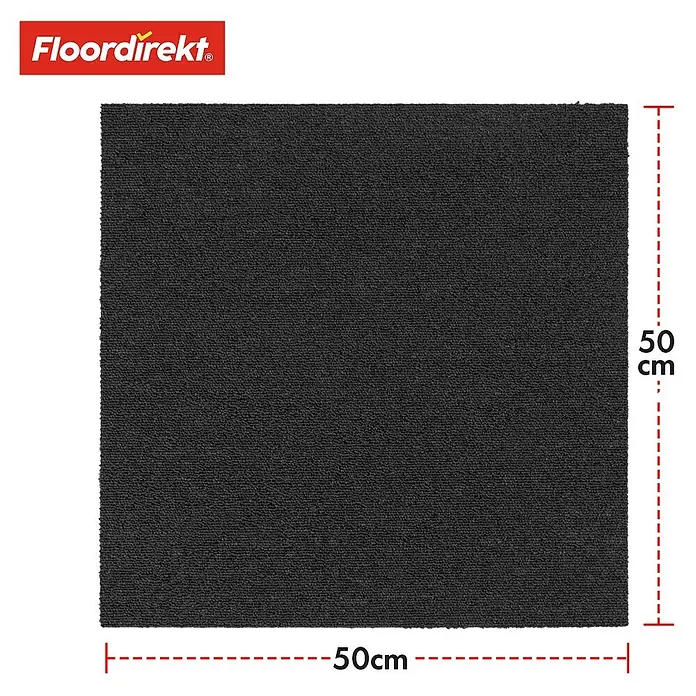 Floordirekt Teppichfliese Moscow Selbstliegend 50 x 50 cm 0,25 m² Anthrazit -  - Quadratische, dunkelgraue Floordirekt Teppichfliese, 50x50 cm, mit Kurzflor.