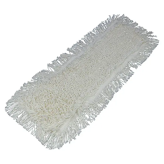 Schlingenbezug Basic - Breite Bezug: 40 cm, Lange Fasern, Geeignet für: Standard-Bodenwischer - Abbildung eines rechteckigen, weißen Fransenmopps zur Reinigung von Böden, der Saugfähigkeit und Hygiene vereint.