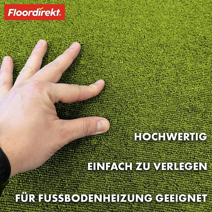 Floordirekt Teppichfliese Moscow 50 x 50 cm Grün -  - Floordirekt grüner, hochwertiger Teppich, einfach zu verlegen, für Fußbodenheizung geeignet.