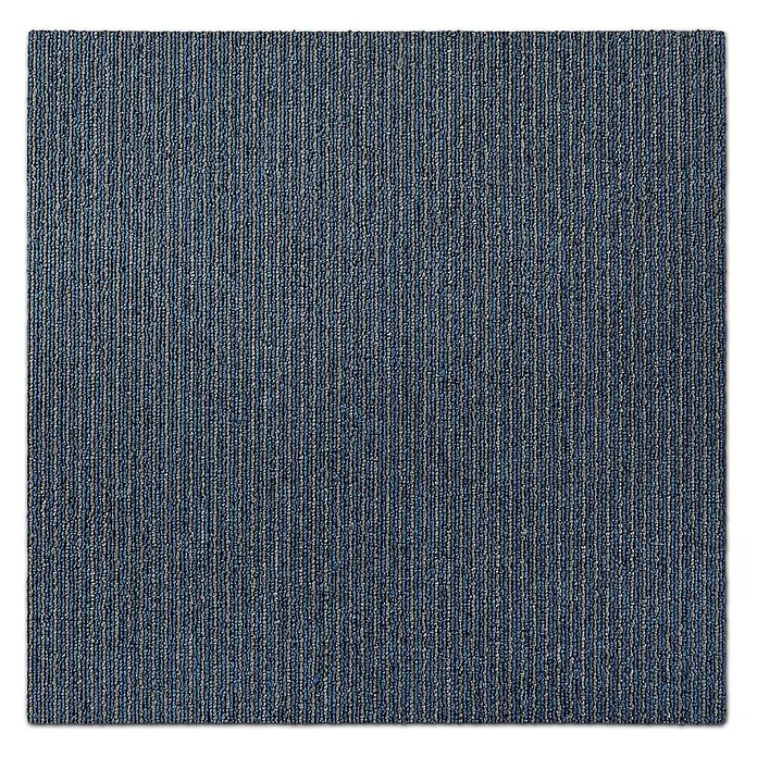 Floordirekt Teppichfliese Bohemia - 50 x 50 cm - 0,25 m² - Blau -  - Quadratische blaue Teppichfliese mit gerippter Textur in verschiedenen Blau- und Grautönen.