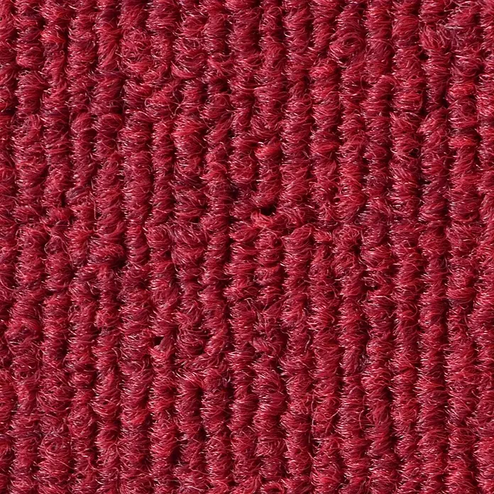 Floordirekt Teppichfliese Lyonn - 50 x 50 cm - 0,25 m² - Rot -  - Oberfläche einer roten, strukturierten Matte mit haltbaren Schlaufenfäden in Reihen.