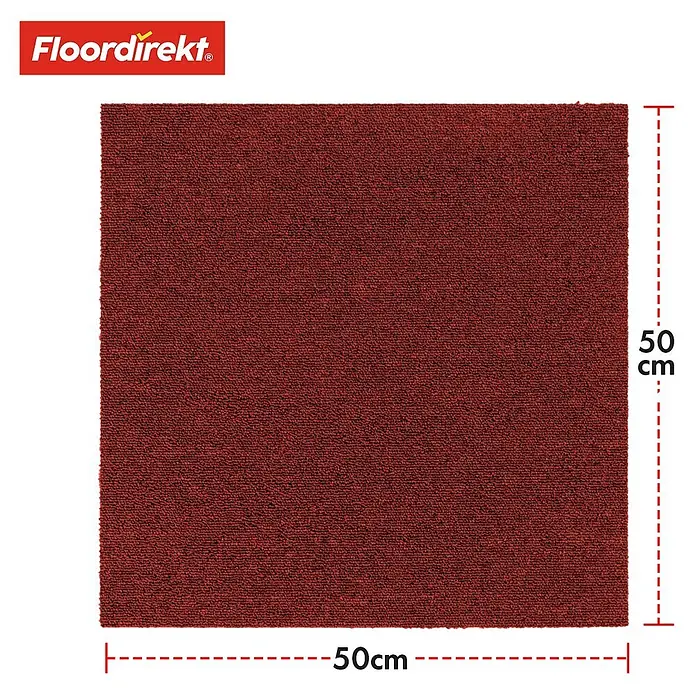 Floordirekt Teppichfliese Moscow Selbstliegend 50 x 50 cm 0,25 m² Rot -  - Rote, strukturierte 50x50 cm Teppichfliese.