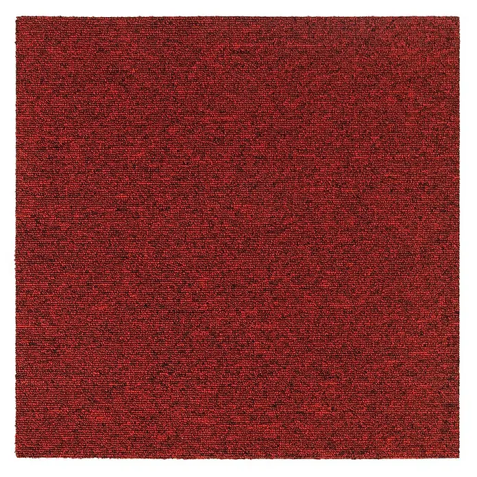 Floordirekt Teppichfliese Moscow Selbstliegend 50 x 50 cm 0,25 m² Rot -  - Quadratische, strukturierte rote Teppichfliese für strapazierfähige, modulare Bodenbeläge.