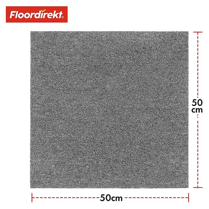 Floordirekt Teppichfliese Moscow 50 x 50 cm Grau -  - Graue quadratische Teppichfliese, 50x50 cm.