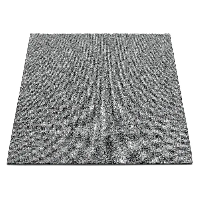 Floordirekt Teppichfliese Lyonn - 50 x 50 cm - 0,25 m² - Hellgrau -  - Grau gerippte Teppichfliese.