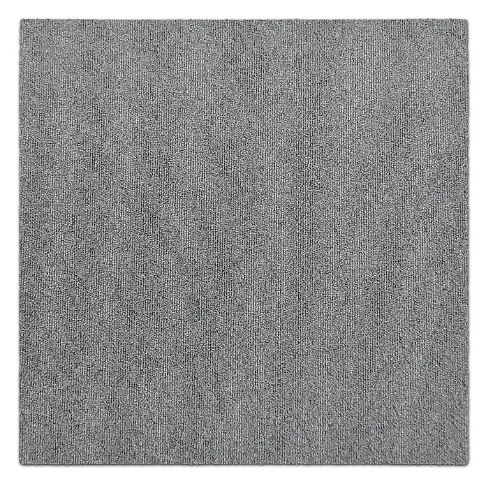 Floordirekt Teppichfliese Lyonn - 50 x 50 cm - 0,25 m² - Hellgrau -  - Graue, strukturierte Teppichfliese mit geripptem Schlingenflor-Muster.