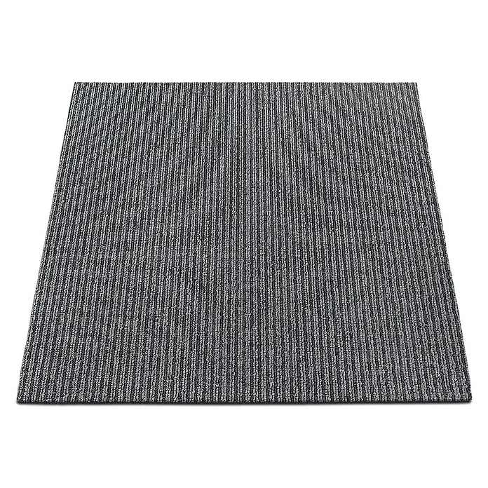 Floordirekt Teppichfliese Bohemia - 50 x 50 cm - 0,25 m² - Grau -  - Graue gestreifte Matte mit kontrastierenden vertikalen Linien.