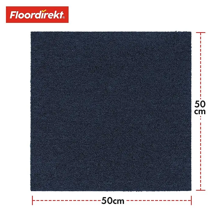 Floordirekt Teppichfliese Moscow Selbstliegend 50 x 50 cm 0,25 m² Blau -  - Dunkelblaue, strukturierte 50x50 cm Teppichfliese.