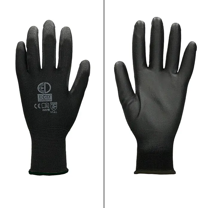 ECD Germany Arbeitshandschuhe Mechanikerhandschuhe Größe: XL atmungsaktiv & rutschfest - Schwarz, Polyester - Paar schwarze Arbeitshandschuhe mit texturierten Handflächen und Fingern.
