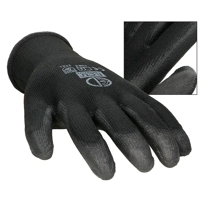 ECD Germany Arbeitshandschuhe Mechanikerhandschuhe Größe: XL atmungsaktiv & rutschfest - Schwarz, Polyester - Schwarzer Arbeitshandschuh mit texturierter, beschichteter Handfläche und Fingern für besseren Halt und Schutz.