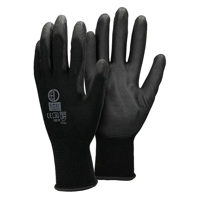 ECD Germany Arbeitshandschuhe Mechanikerhandschuhe Größe: XL atmungsaktiv & rutschfest - Schwarz, Polyester - Paar schwarzer Arbeitshandschuhe mit texturierten Handflächen und elastischen Bündchen.