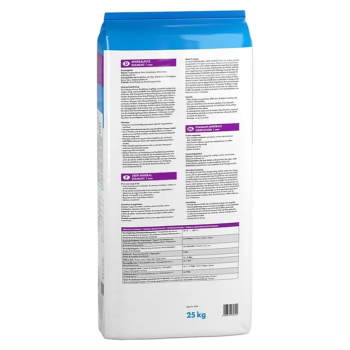 Knauf Dekoputz Mineralputz Diamant - Reinweiß, Körnung: 1 mm, 25 kg - Blauer Sack Knauf Mineralputz Diamant 1mm für Bau und Renovierung.