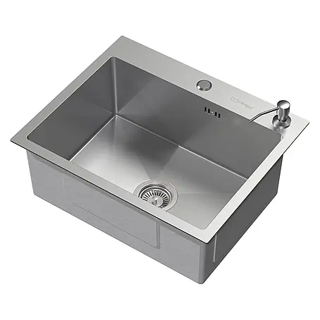 Spülbecken Edelstahl 1 Becken 55x45 cm mit Siphon und Seifenspender