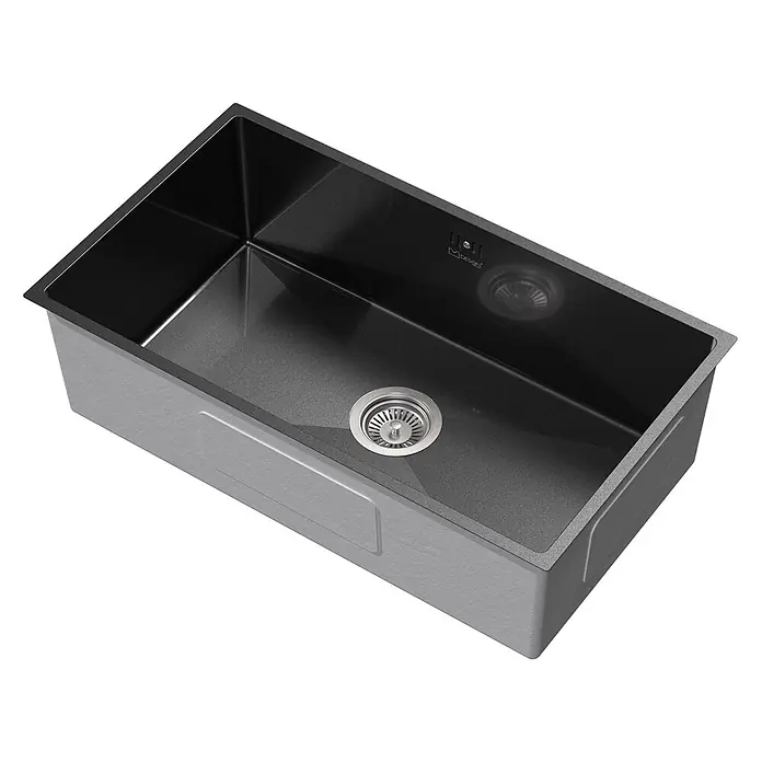 Spülbecken Edelstahl 1 Becken Anthrazit 70x40 cm mit Siphon - 