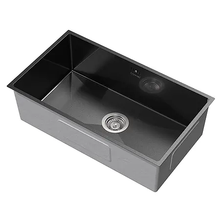 Spülbecken Edelstahl 1 Becken Anthrazit 70x40 cm mit Siphon