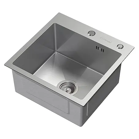 Spülbecken Edelstahl 1 Becken 45x45 cm mit Siphon und Seifenspender