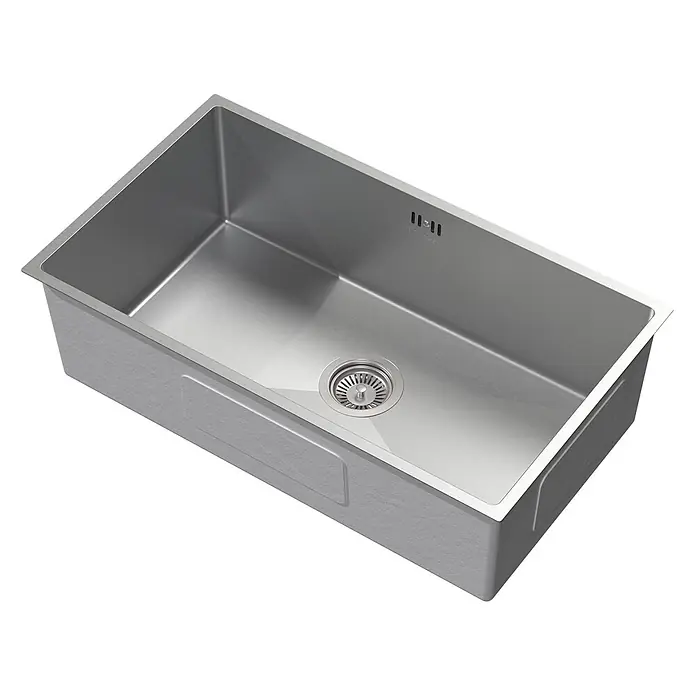 Spülbecken Edelstahl 1 Becken 70x40 cm mit Siphon -  - Edelstahl-Einzelbecken-Küchenspüle mit integriertem Abfluss und Überlauflöchern.