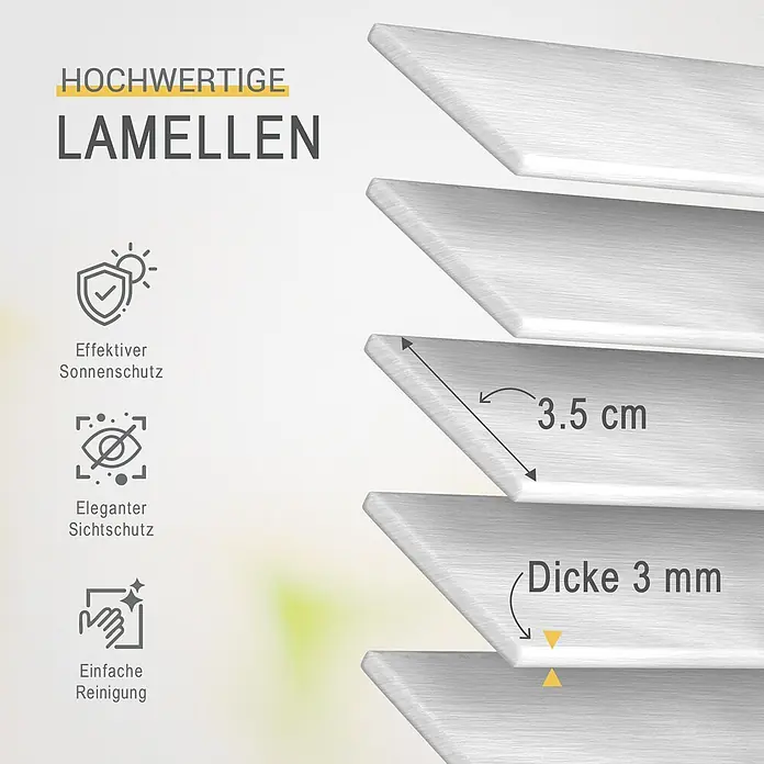 Sol Royal Jalousie - B x H: 140 x 160 cm, Weiß, Holz - Hochwertige, hellgraue Lamellen (3,5 cm breit, 3 mm dick) für effektiven Sonnen- und Sichtschutz, leicht zu reinigen.