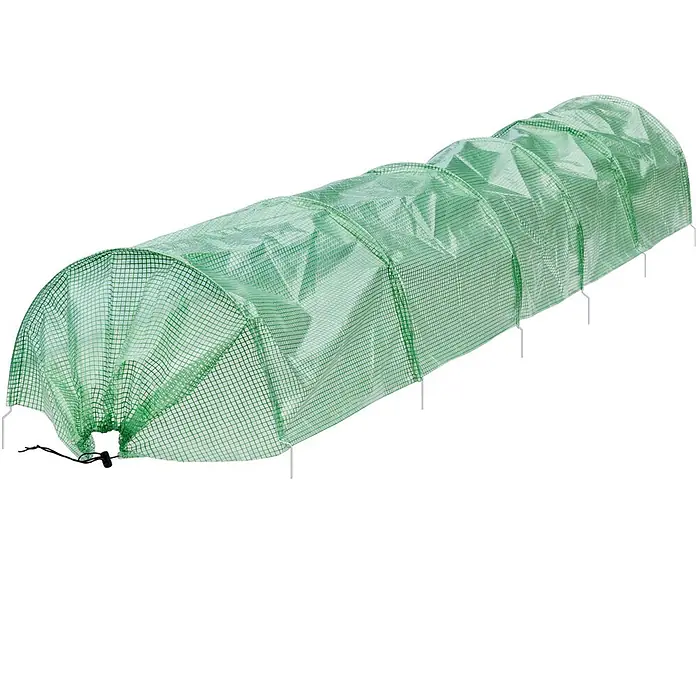 ECD Germany Gewächshaus 300x55x35cm Gewächshaustunnel Transparent/Grün 135g/m² - Material Seitenwand: Kunststoff, Grün - Grüner Netztunnel für den Garten mit weißen Stützbügeln, als Pflanzenhaube nutzbar.