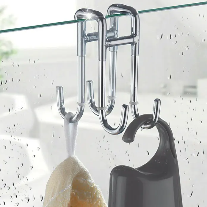 Wenko Gancho doble - Acero inoxidable - Toallero para guardar toallas y albornoces en el baño. Está hecho de acero inoxidable y es fácil de instalar en cualquier superficie.