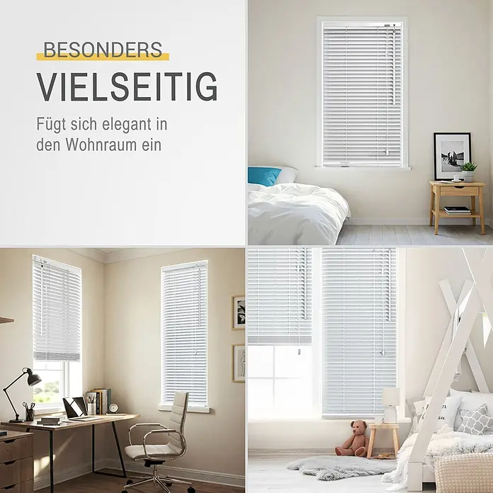 Sol Royal Jalousie - B x H: 140 x 160 cm, Weiß, Holz - Weiße Jalousien in verschiedenen Räumen, vielseitig und elegant integrierbar.