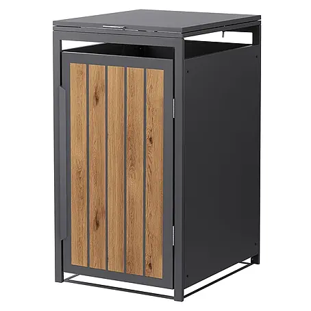 ML-Design Mülltonnenbox 1er 68x80x120 cm 240L Anthrazit-Holzoptik