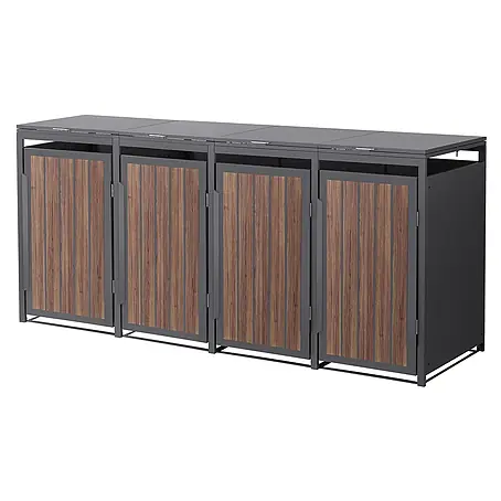 ML-Design Mülltonnenbox 4er 240L 260x80x120 cm Anthrazit-Holzoptik Müllbox
