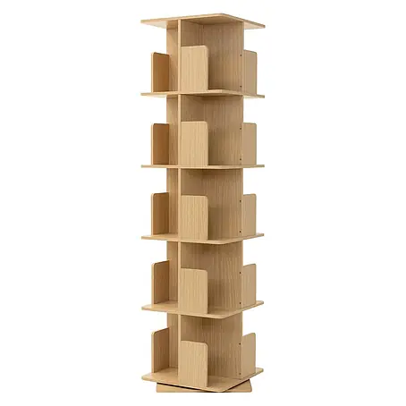 Bücherregal Kinder mit 5 Ebenen Eiche 40x155x40 cm Drehbar 360 Grad