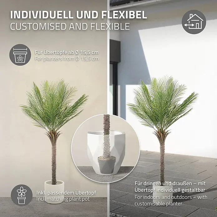 Künstliche Palme 150 cm groß im Topf für Indoor/Outdoor online kaufen bei BAUHAUS
