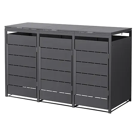 Mülltonnenbox 3er 240L 196x80x120 cm Anthrazit aus Stahl wetterfest